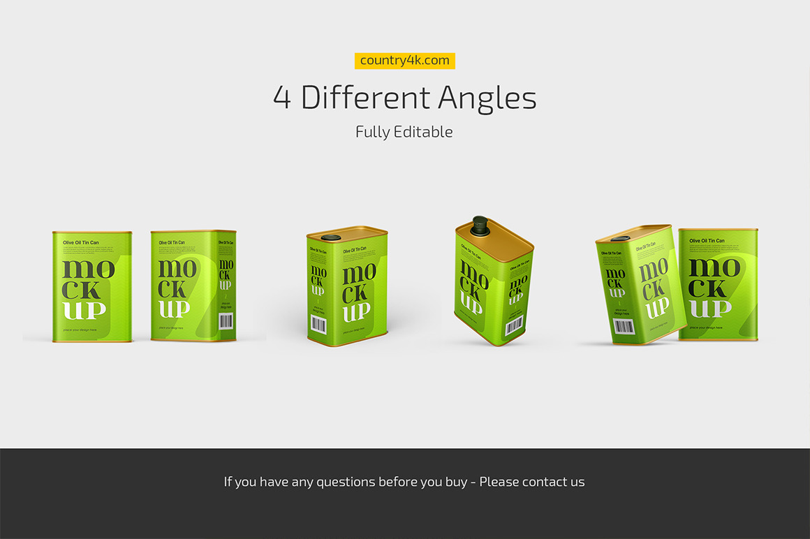 Olive Oil Tin Can Mockup Set Olive Oil Tin Can Mockup Set
