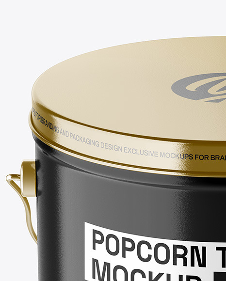 Glossy Popcorn Tin Bucket Mockup