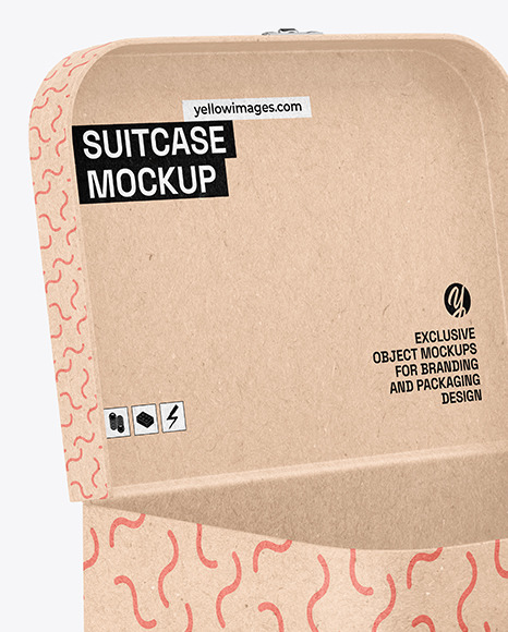 Opened Kraft Suitcase Mockup