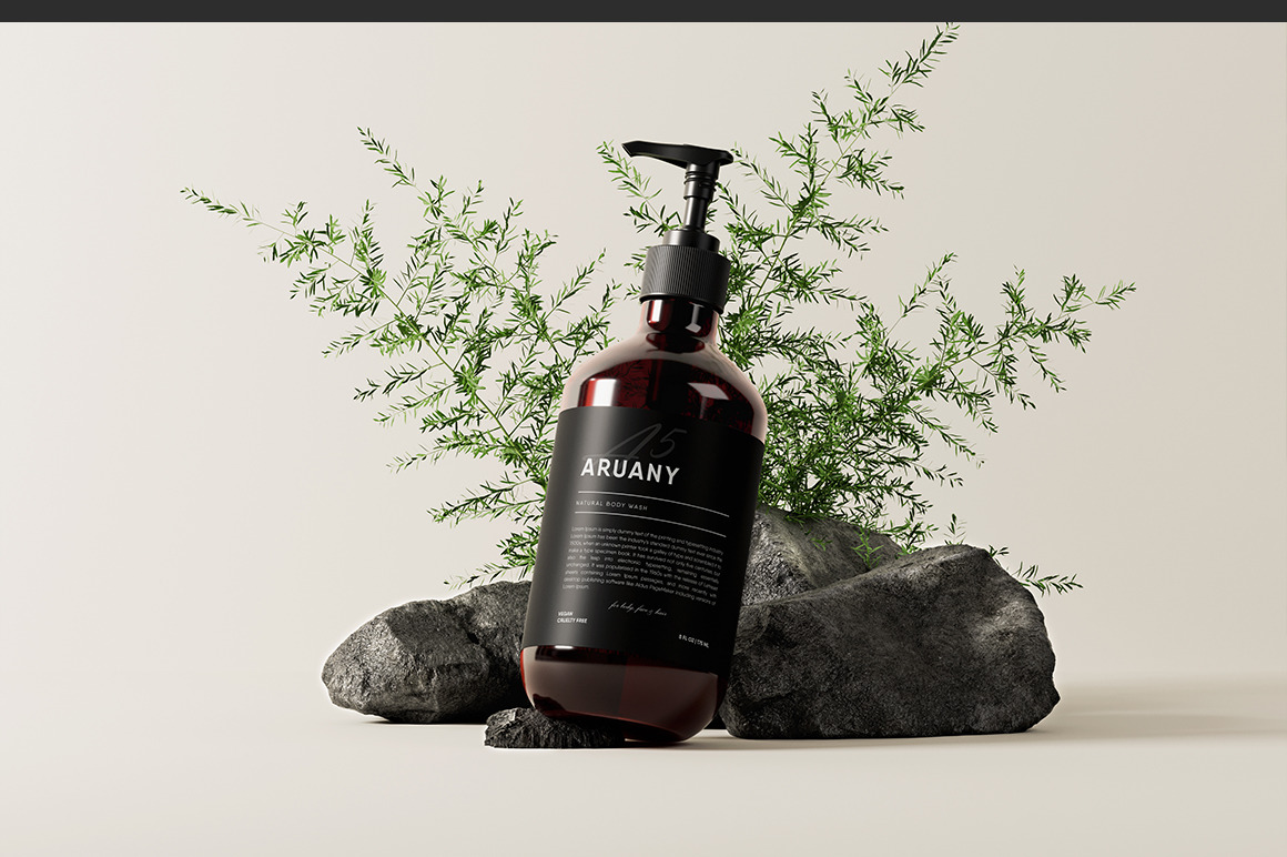 Amber Glass Soap Bottle Dispenser Mockup Amber Glass Soap Bottle Dispenser Mockup