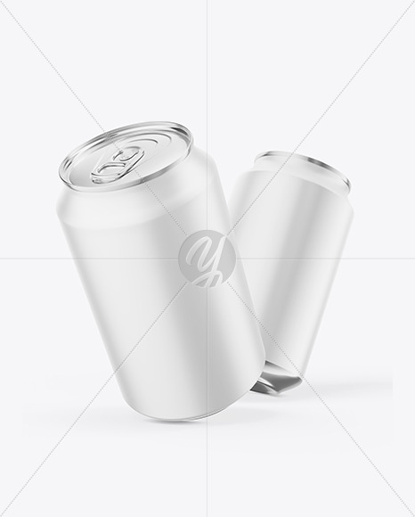 Two 330ml Matte Cans Mockup