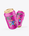 Two 330ml Matte Cans Mockup