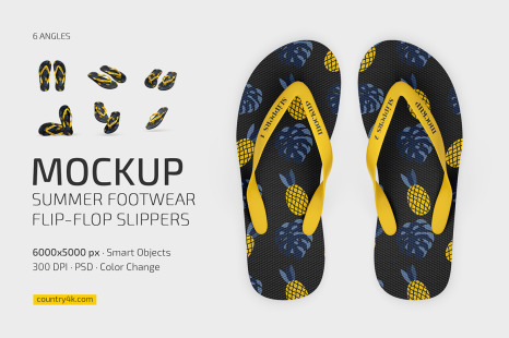 Summer Footwear Flip-Flop Slippers Mockup Set - Shoes