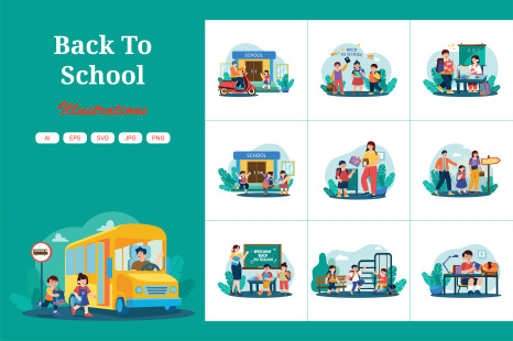 M603_Back To School Illustration Pack - Schoolchildren