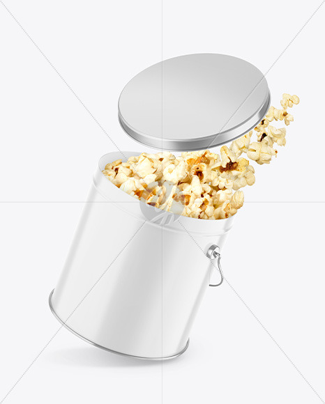 Glossy Popcorn Tin Bucket Mockup