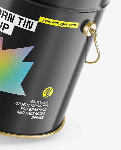 Glossy Popcorn Tin Bucket Mockup