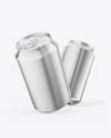 Two 330ml Glossy Metallic Cans Mockup