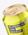 Two 330ml Glossy Metallic Cans Mockup