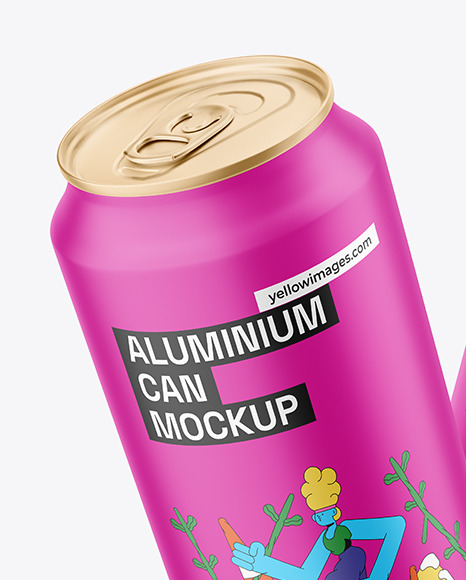 Two 500ml Matte Cans Mockup