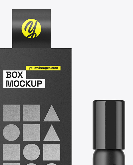 Matte Cosmetic Roller Bottle w/ Box Mockup