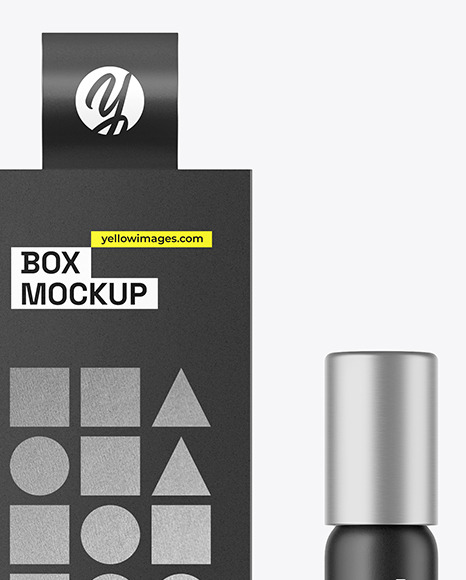 Matte Cosmetic Roller Bottle w/ Box Mockup