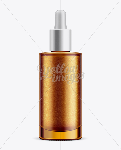 Glass Bottle w/ Shimmering Body Oil Mockup