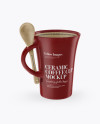 Ceramic Cup With Spoon Mockup