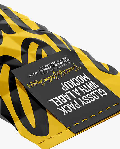 Glossy Package With a Label Mockup - Half Side View (High-Angle Shot)