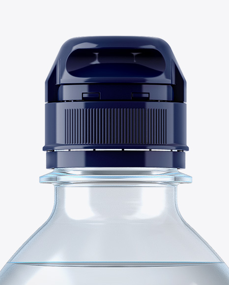 Blue PET Water Bottle W/ Sport Cap Mockup