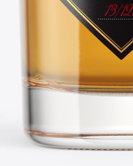 Clear Glass Bottle with Whiskey Mockup