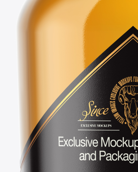 Clear Glass Bottle with Whiskey Mockup