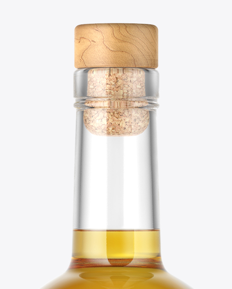 Clear Glass Bottle with Whiskey Mockup