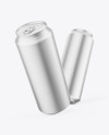 Two 500ml Matte Metallic Cans Mockup