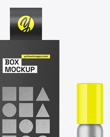 Metallic Cosmetic Roller Bottle w/ Box Mockup