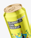 Two 500ml Glossy Metallic Cans Mockup