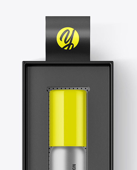 Metallic Cosmetic Roller Bottle In Box Mockup