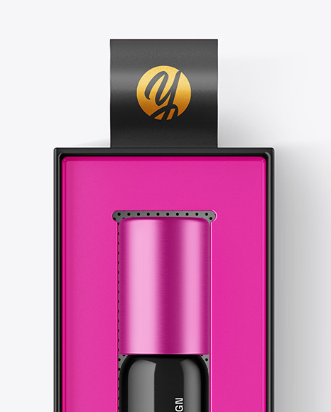 Glossy Cosmetic Roller Bottle In Box Mockup