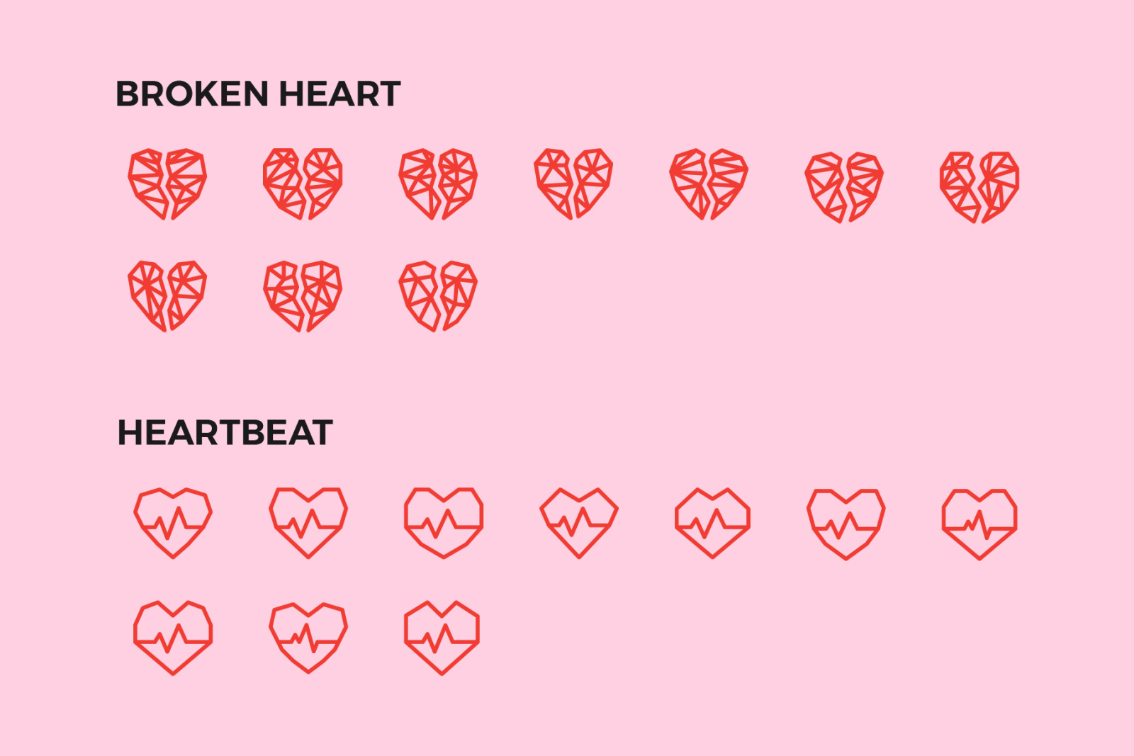 70 Geometric Hearts Logo