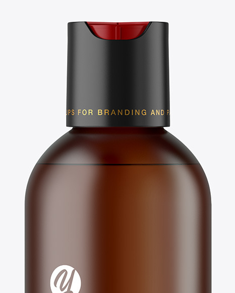 Frosted Amber Cosmetic Bottle Mockup Frosted Amber Cosmetic Bottle Mockup