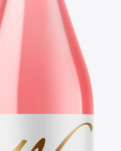 Clear Glass Pink Wine Bottle Mockup