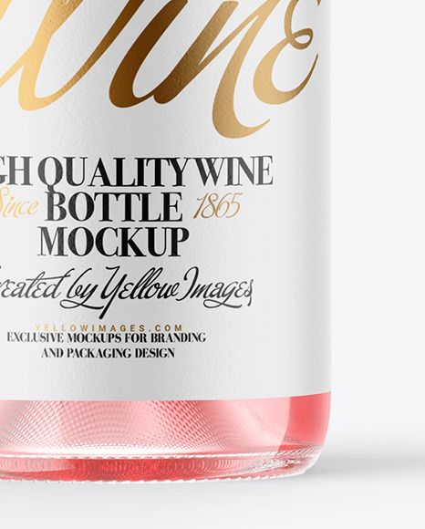 Clear Glass Pink Wine Bottle Mockup