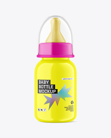 Glossy Baby Bottle Mockup Glossy Baby Bottle Mockup