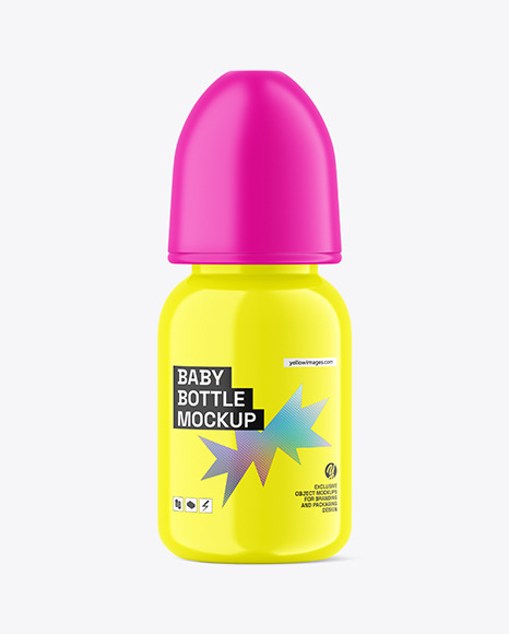 Glossy Baby Bottle Mockup