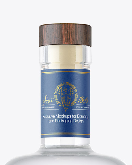 Dry Gin Bottle with Wooden Cap Mockup