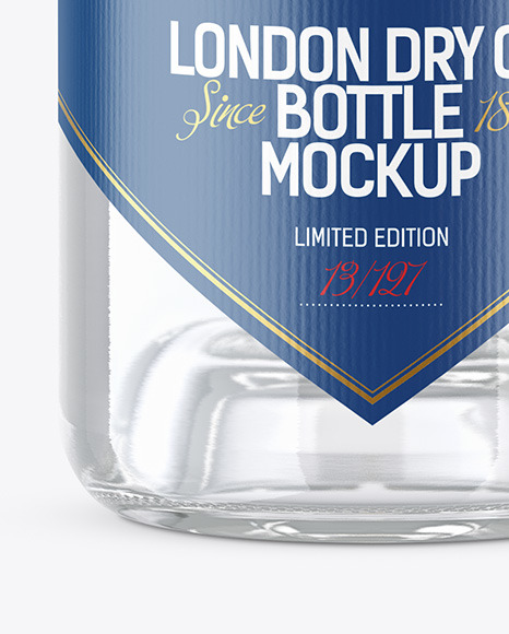 Dry Gin Bottle with Wooden Cap Mockup