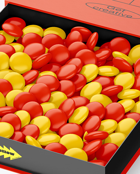 Opened Box With Dragee Mockup