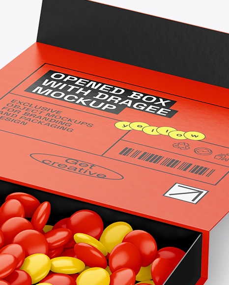 Opened Box With Dragee Mockup