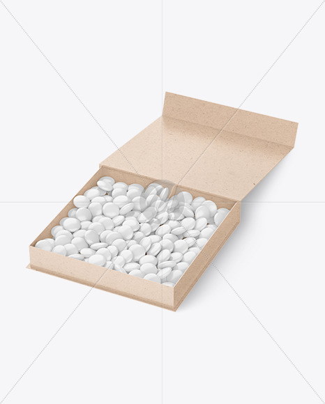 Opened Kraft Box With Dragee Mockup