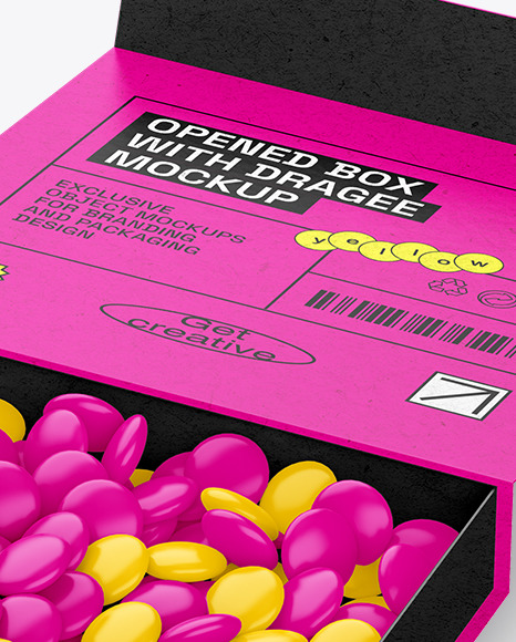 Opened Kraft Box With Dragee Mockup