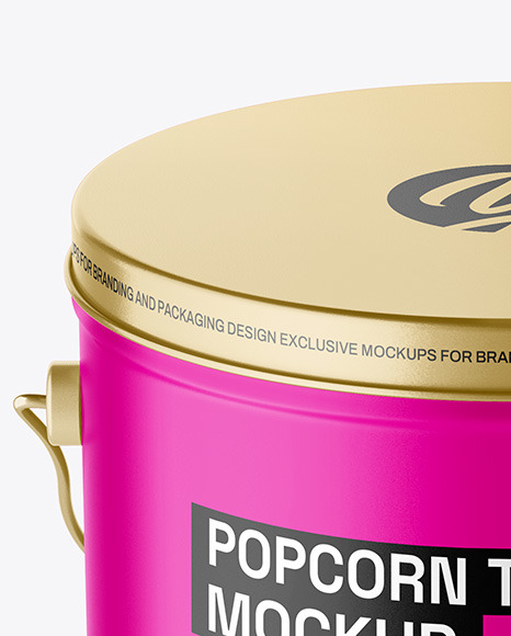 Matte Popcorn Tin Bucket Mockup