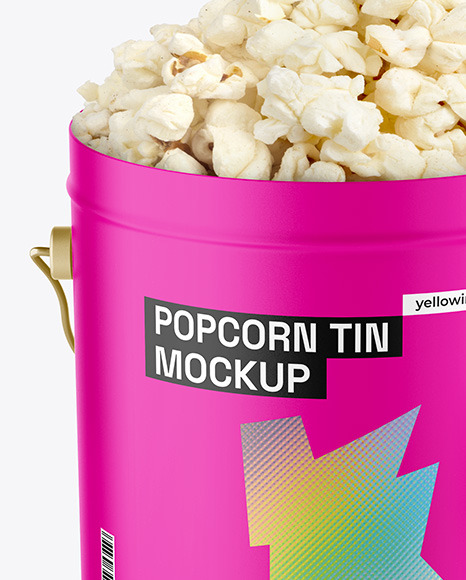 Matte Popcorn Tin Bucket Mockup