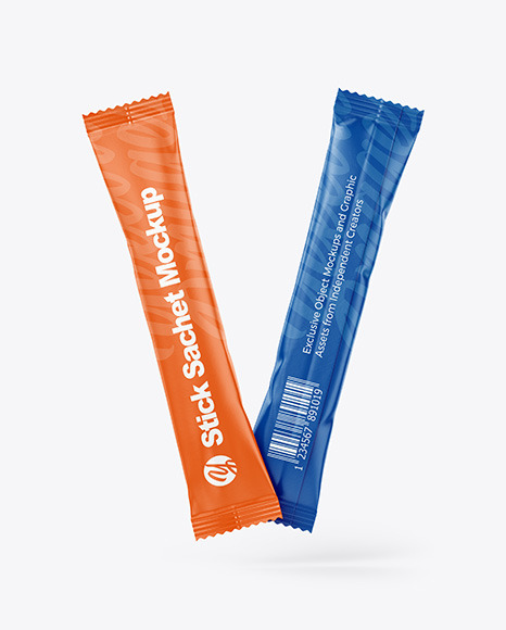 Two Matte Stick Sachets Mockup