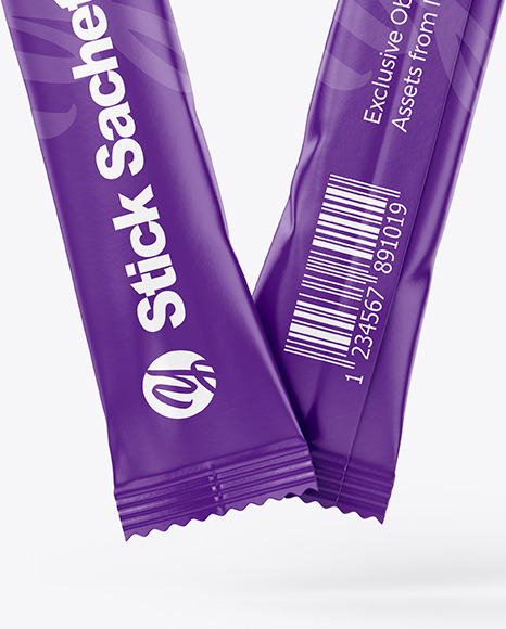 Two Matte Stick Sachets Mockup