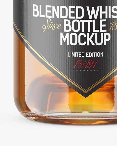 Whiskey Bottle with Wooden Cap Mockup