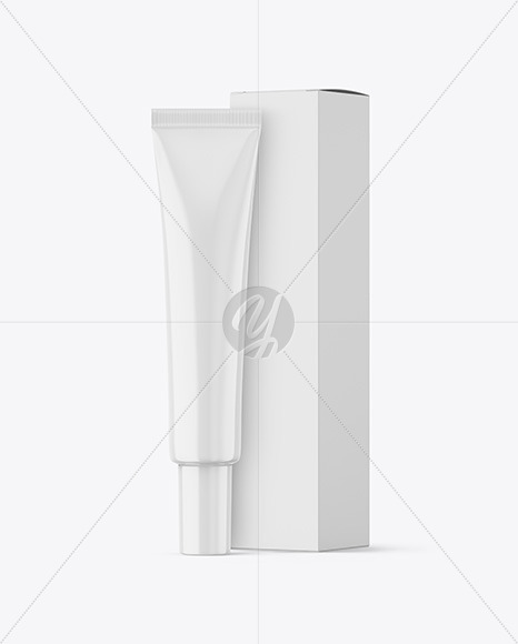 Glossy Cosmetic Tube with Box Mockup