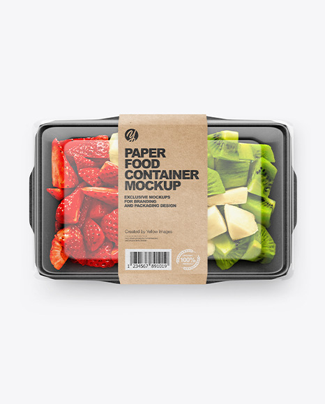 Paper Food Container With Mixed Fruits Mockup