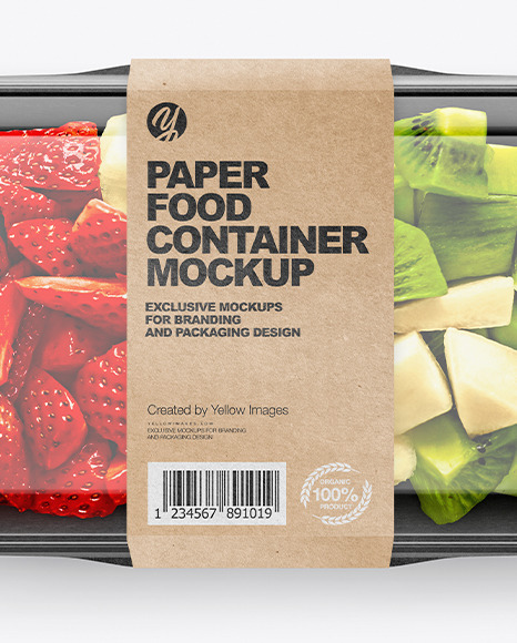 Paper Food Container With Mixed Fruits Mockup