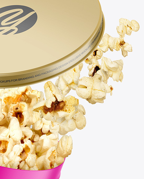 Matte Popcorn Tin Bucket Mockup