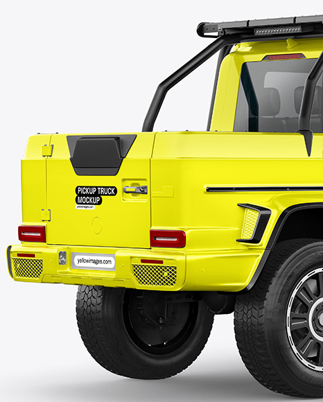 Pickup Off-Road Truck Mockup - Back Half Side View