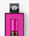 Amber Cosmetic Roller Bottle In Box Mockup Amber Cosmetic Roller Bottle In Box Mockup
